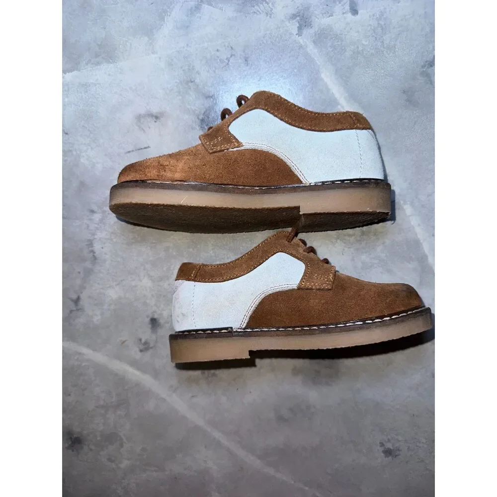 Fin & Vince Suede Retro Saddle Oxford Shoe, Cognac/ Pastel, Size 7‎ US & Euro 23